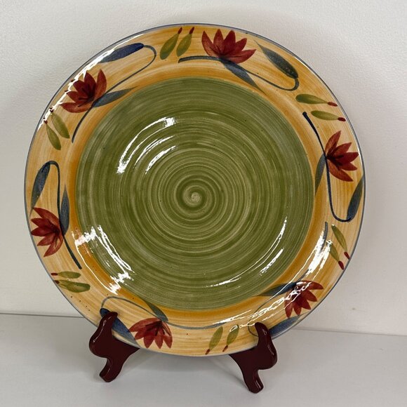 Handpainted Pier 1 Elizabeth Stoneware Platter 14" with Floral Design - Picture 1 of 6